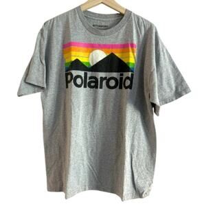 Polaroid Logo Graphic Tee Shirt Mens Gray XL 100% Cotton